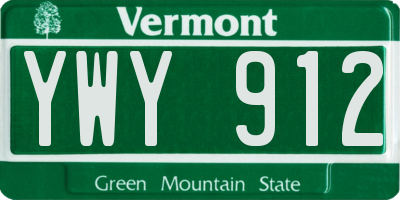 VT license plate YWY912