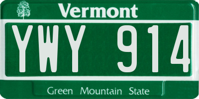 VT license plate YWY914