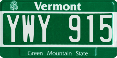 VT license plate YWY915