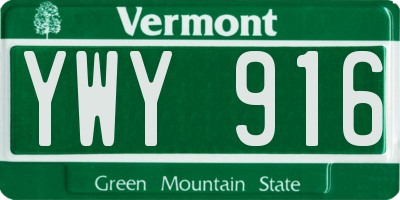 VT license plate YWY916