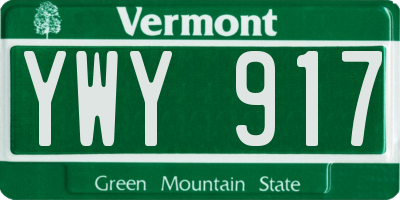 VT license plate YWY917