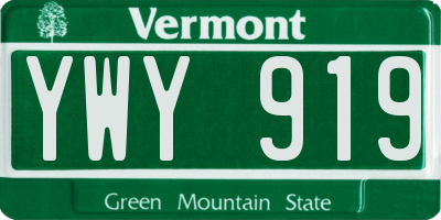 VT license plate YWY919