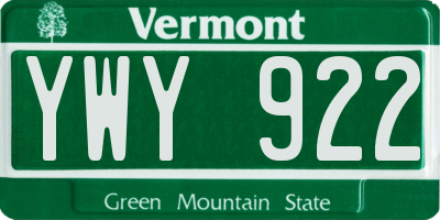 VT license plate YWY922