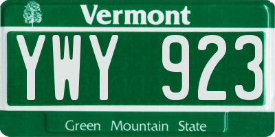 VT license plate YWY923