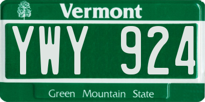 VT license plate YWY924