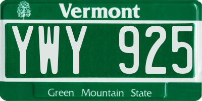 VT license plate YWY925