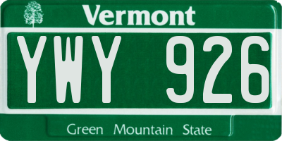 VT license plate YWY926