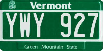 VT license plate YWY927