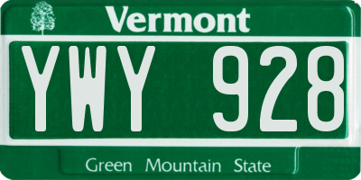VT license plate YWY928