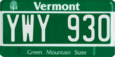 VT license plate YWY930