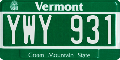VT license plate YWY931