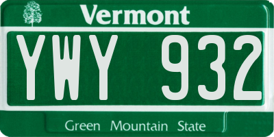 VT license plate YWY932
