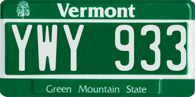 VT license plate YWY933