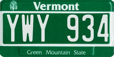 VT license plate YWY934