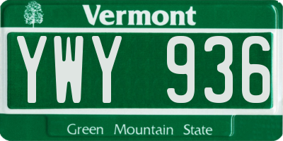 VT license plate YWY936