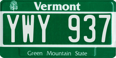 VT license plate YWY937