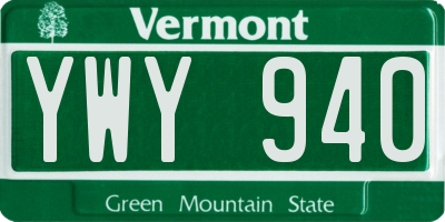 VT license plate YWY940