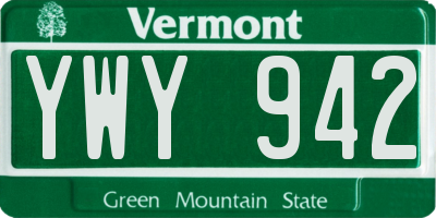 VT license plate YWY942