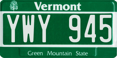 VT license plate YWY945