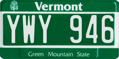 VT license plate YWY946