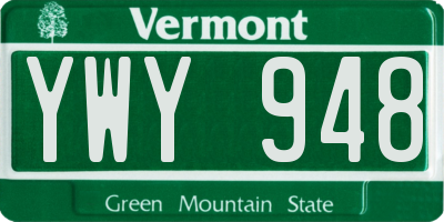 VT license plate YWY948