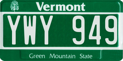 VT license plate YWY949