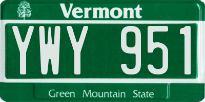 VT license plate YWY951