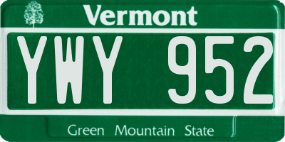 VT license plate YWY952