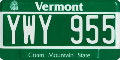 VT license plate YWY955