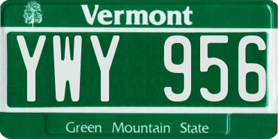 VT license plate YWY956