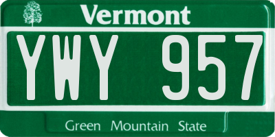 VT license plate YWY957