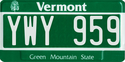 VT license plate YWY959
