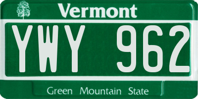VT license plate YWY962