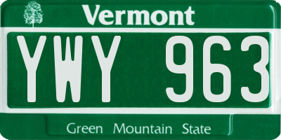 VT license plate YWY963