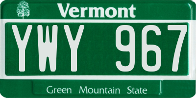 VT license plate YWY967
