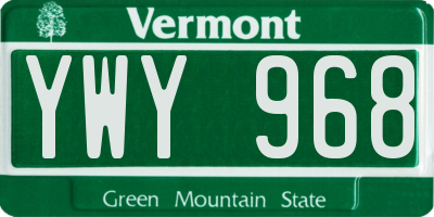 VT license plate YWY968