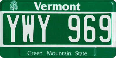 VT license plate YWY969