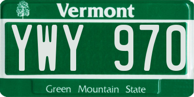 VT license plate YWY970