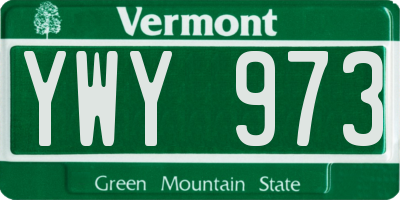 VT license plate YWY973