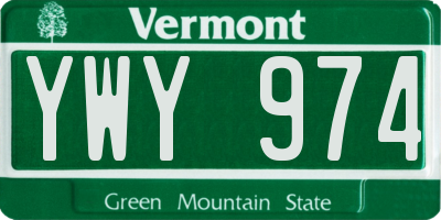 VT license plate YWY974