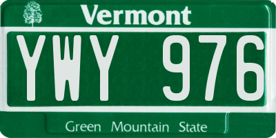 VT license plate YWY976