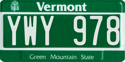 VT license plate YWY978