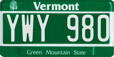 VT license plate YWY980
