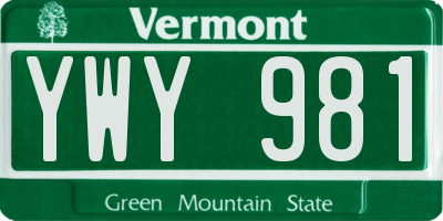 VT license plate YWY981