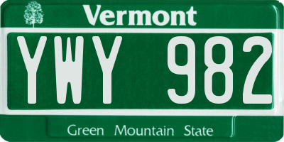 VT license plate YWY982