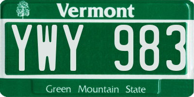 VT license plate YWY983