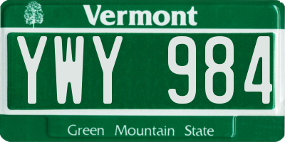 VT license plate YWY984