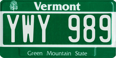 VT license plate YWY989