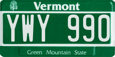 VT license plate YWY990