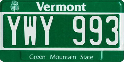 VT license plate YWY993